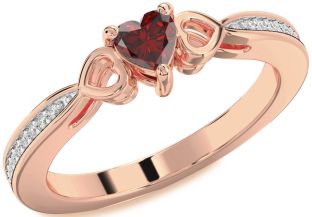 Diamond Amethyst Rose Gold Heart Promise Ring