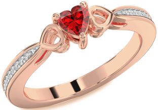 Diamond Ruby Rose Gold Heart Promise Ring