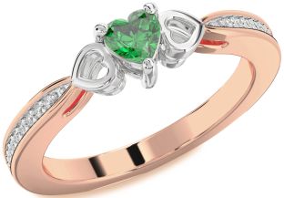 Diamond Emerald White Rose Gold Heart Promise Ring