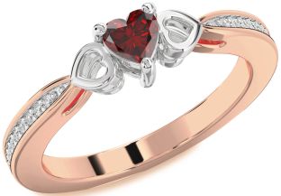 Diamond Amethyst Platinum & Rose Gold Heart Promise Ring