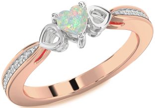 Diamond Amethyst Platinum & Rose Gold Heart Promise Ring