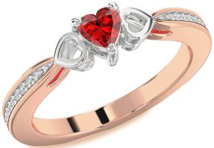 Diamond Ruby White Rose Gold Heart Promise Ring