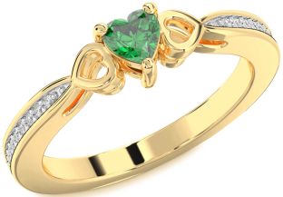 Diamond Emerald Gold Heart Promise Ring