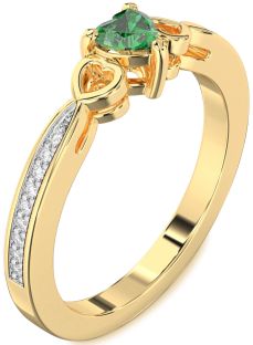 Diamond Emerald Gold Heart Promise Ring