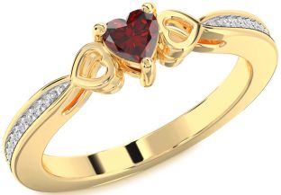 Diamond Amethyst Gold Heart Promise Ring