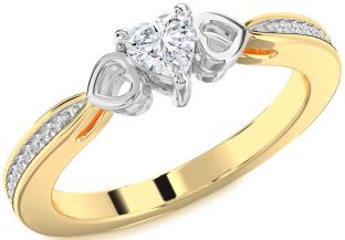 Diamond White Yellow Gold Heart Promise Ring