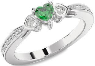 Diamond Emerald White Gold Heart Promise Ring