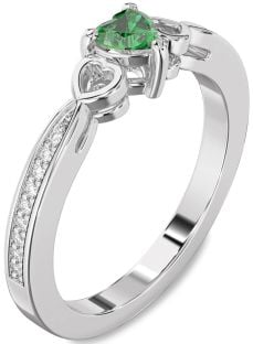 Diamond Emerald White Gold Heart Promise Ring