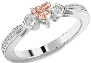 Diamond Amethyst Platinum Heart Promise Ring