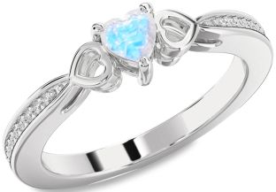 Diamond Amethyst Silver Heart Promise Ring