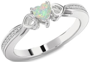 Diamond Amethyst Platinum Heart Promise Ring