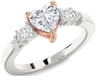 Diamond White Rose Gold Heart Solitaire Engagement Ring