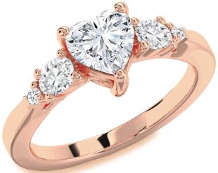 Diamond Rose Gold Heart Solitaire Engagement Ring