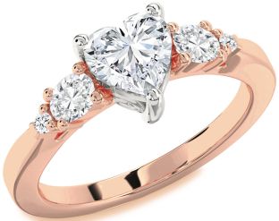 Diamond White Rose Gold Heart Solitaire Engagement Ring