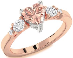 Diamond Amethyst Platinum & Rose Gold Heart Three Stone Engagement Ring