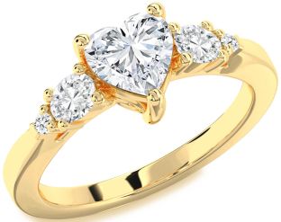 Diamond Gold Heart Solitaire Engagement Ring