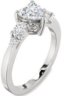 Diamond White Gold Heart Three Stone Engagement Ring
