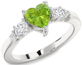 Diamond Amethyst Platinum Heart Three Stone Engagement Ring