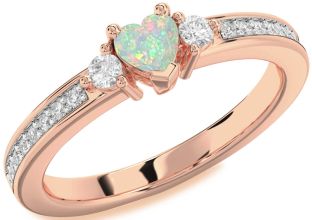 Diamond Amethyst Rose Gold Heart Three Stone Engagement Ring