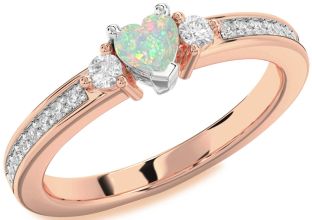 Diamond Amethyst Platinum & Rose Gold Heart Three Stone Engagement Ring