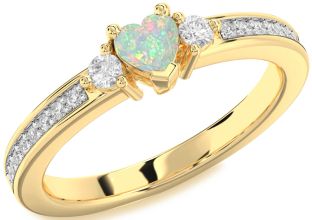 Diamond Amethyst Gold Heart Three Stone Engagement Ring