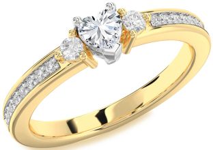 Diamond White Yellow Gold Heart Promise Ring