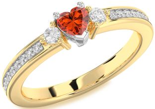 Diamond Amethyst Platinum & Yellow Gold Heart Three Stone Engagement Ring