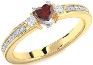 Diamond Amethyst Platinum & Yellow Gold Heart Three Stone Engagement Ring