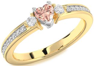 Diamond Amethyst Platinum & Yellow Gold Heart Three Stone Engagement Ring