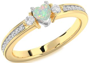 Diamond Amethyst Platinum & Yellow Gold Heart Three Stone Engagement Ring