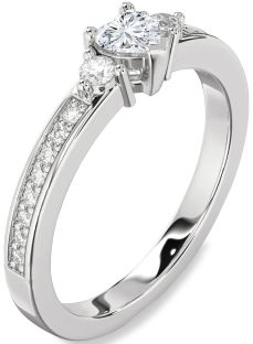 Diamond White Gold Heart Three Stone Engagement Ring