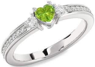 Diamond Amethyst Platinum Heart Three Stone Engagement Ring