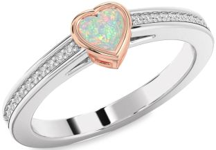 Diamond Amethyst Platinum & Rose Gold Heart Pave Promise Ring