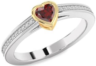 Diamond Amethyst Platinum & Yellow Gold Heart Pave Promise Ring