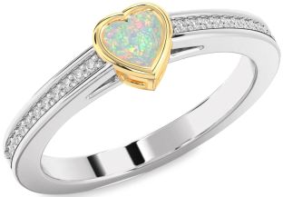 Diamond Amethyst Platinum & Yellow Gold Heart Pave Promise Ring