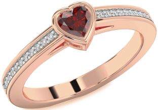 Diamond Amethyst Rose Gold Heart Pave Promise Ring