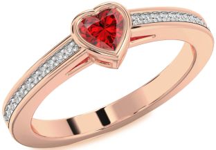 Diamond Ruby Rose Gold Heart Promise Ring