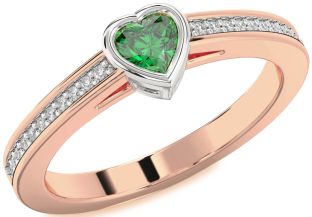 Diamond Emerald White Rose Gold Heart Promise Ring