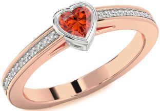 Diamond Amethyst Platinum & Rose Gold Heart Pave Promise Ring