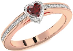 Diamond Amethyst Platinum & Rose Gold Heart Pave Promise Ring