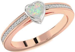 Diamond Amethyst Platinum & Rose Gold Heart Pave Promise Ring