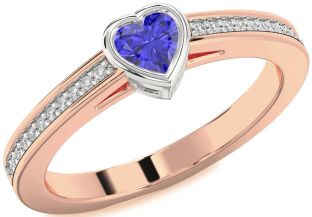 Diamond Amethyst Platinum & Rose Gold Heart Pave Promise Ring