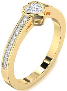 Diamond Gold Heart Pave Promise Ring