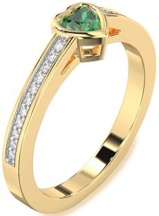 Diamond Emerald Gold Heart Pave Promise Ring