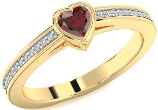 Diamond Amethyst Gold Heart Pave Promise Ring
