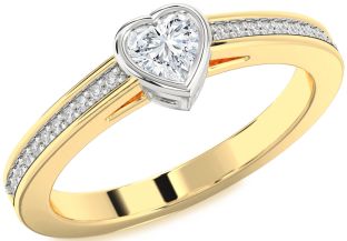 Diamond White Yellow Gold Heart Promise Ring