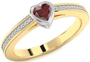 Diamond Amethyst Platinum & Yellow Gold Heart Pave Promise Ring