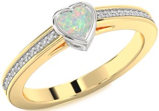 Diamond Amethyst Platinum & Yellow Gold Heart Pave Promise Ring