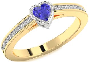 Diamond Amethyst Platinum & Yellow Gold Heart Pave Promise Ring