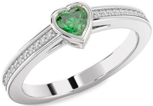Diamond Emerald White Gold Heart Promise Ring